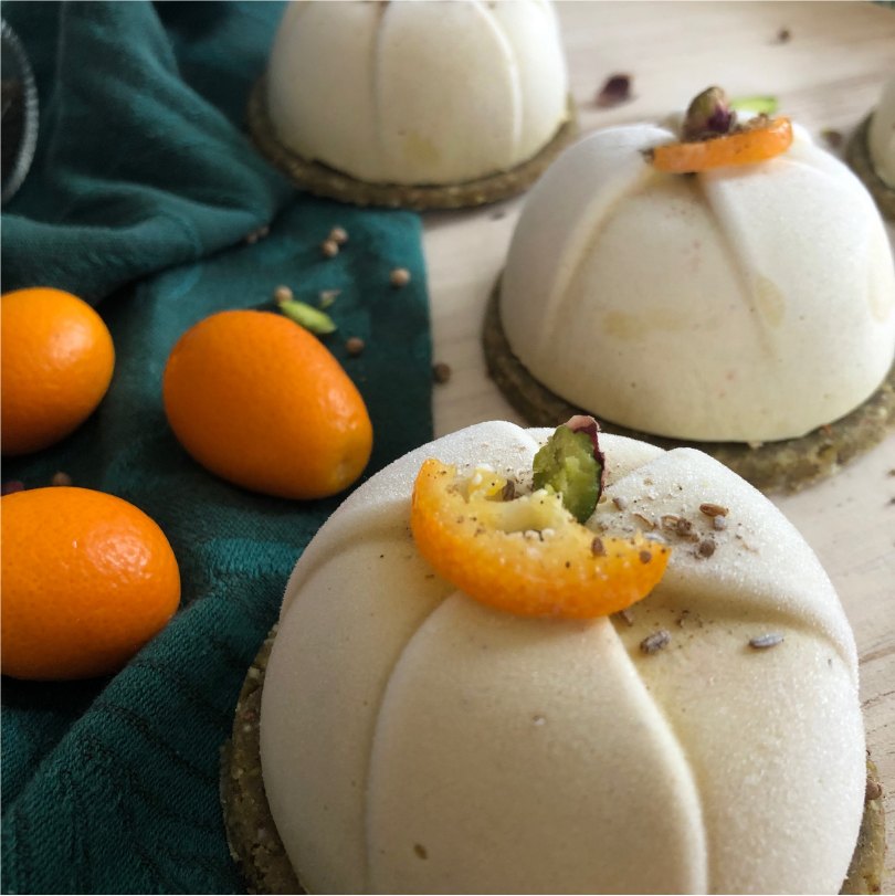 Dômes végétaux kumquat pistache et épices douces
